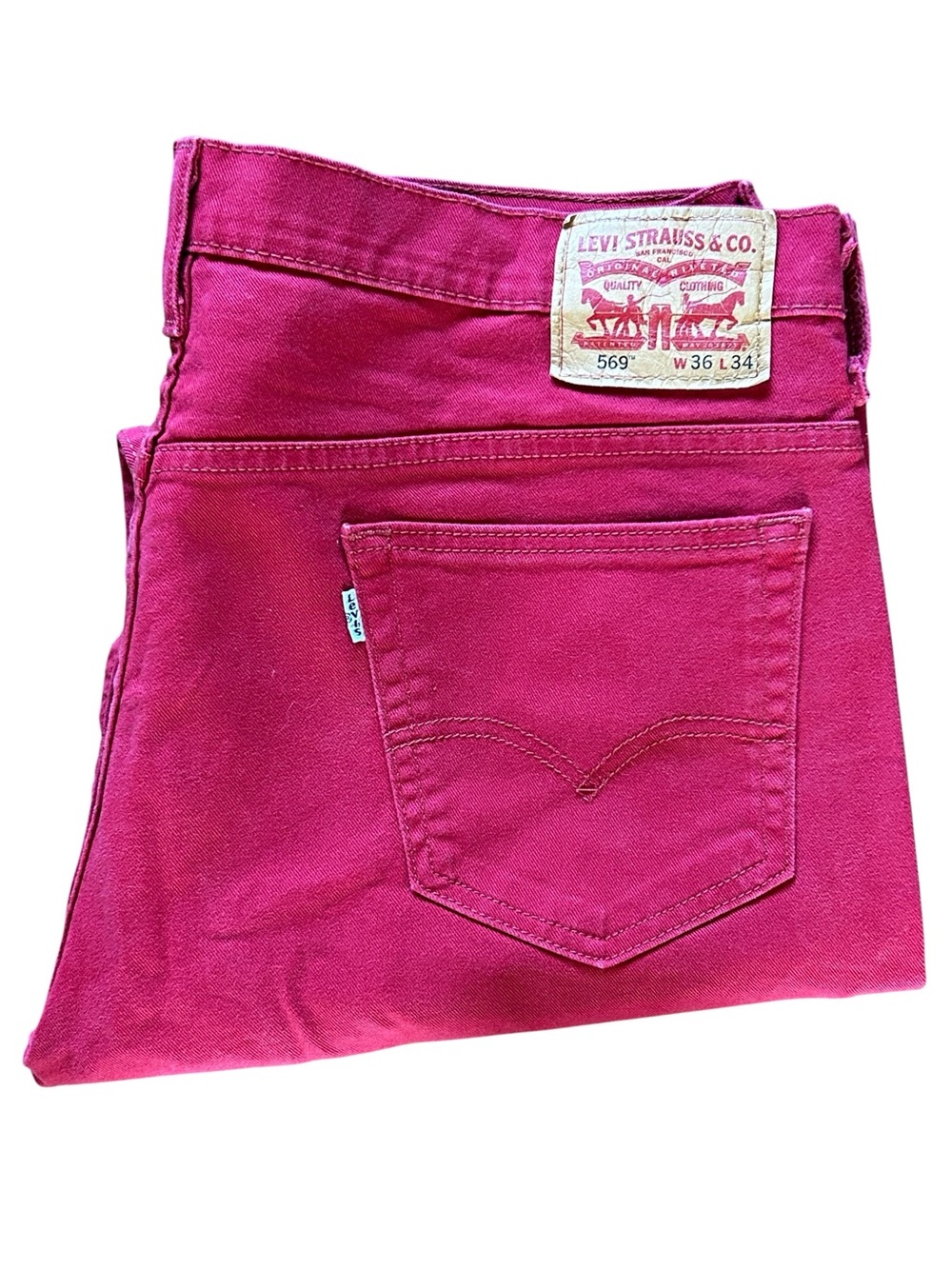 Levi's Red 569 Relaxed Fit Jeans 36x34